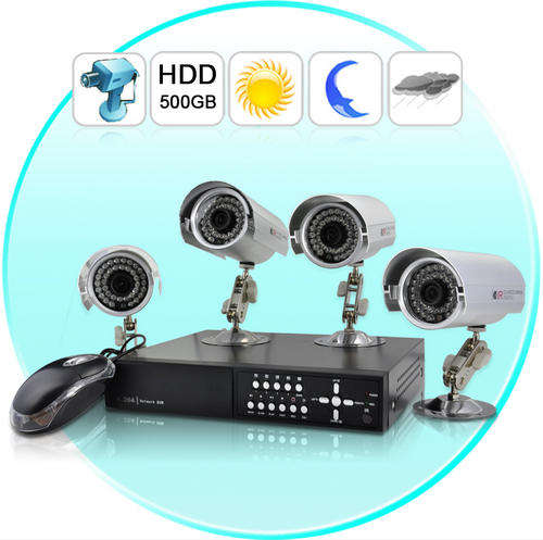 SecurONE Outdoors Edition - Complete Surveillance Kit (H264 DVR + 4 Weatherproof IP Cameras + 500GB