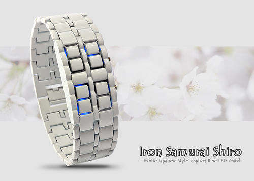 Electromann SA - Iron Samurai Shiro - White Japanese Style Inspired Blue LED Watch