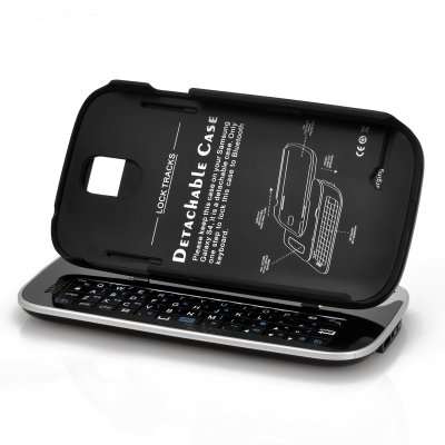 Wireless Slide-Out Bluetooth Keyboard With Detachable Case - For Samsung Galaxy S4 (Black)