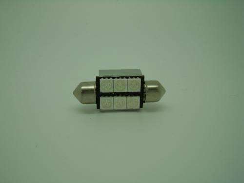 DC 12V 10x36mm 6SMD 5050 LED License Plate Light Blu