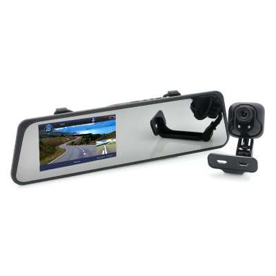 4.3 Inch Car Mirror Camcorder + Rear View Camera Combo - 1080p 3.0MP Front + 720p 1.3MP Rear Camera