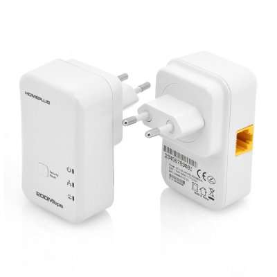 Homeplug AV Ethernet Adapter Kit - 200Mbps Transfer Speed + QoS, Perfect for HD IPTV Streaming, Plug