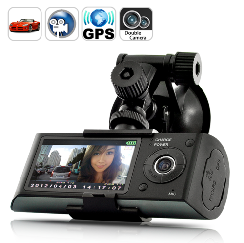 Dual Camera Car Blackbox DVR with GPS Logger and G-Sensor - C143