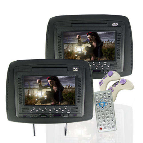 Headrest DVD Player and NES Emulator- 7 Inch LCD -Pair -Black