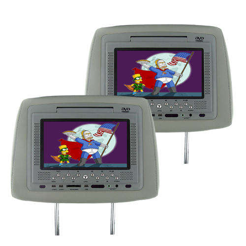 Headrest DVD Player and NES Emulator - 9 Inch LCD - Pair (Grey)