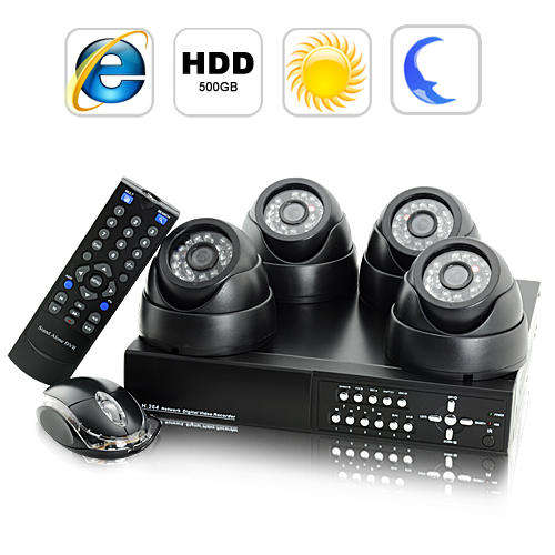 SecurONE - Complete Surveillance Kit (H264 DVR + 4 IP Cameras + HDD) - I91
