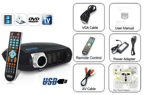 Multimedia LED Projector with Built-in DVD Player (USB, HDMI, VGA, AV, ATSC) - E165