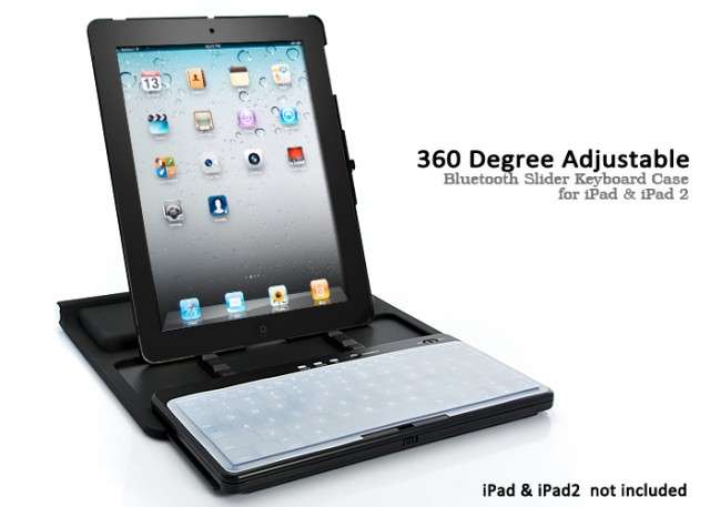 360 Degree Adjustable Bluetooth Slider Keyboard Case for iPad & iPad 2 - A97