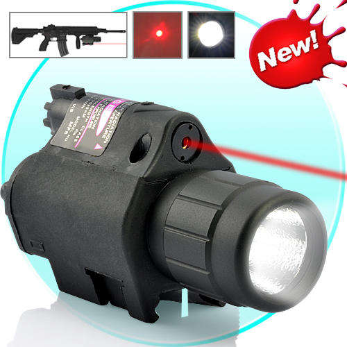 Tactical LED Flashlight with Red Laser Sight (Picatinny Rail Mount, Dual Switch)-g372