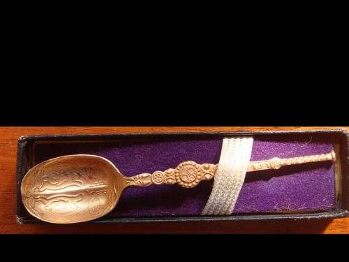 pair 24 carat gold plated anointing spoons