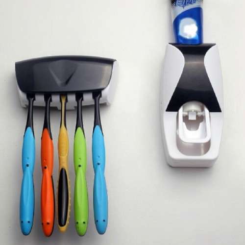Toothpaste dispenser automatic squeezer holder set bathroom