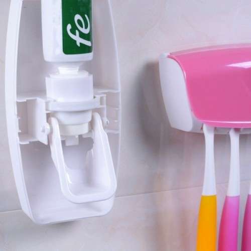 Toothpaste dispenser automatic squeezer holder set bathroom