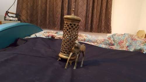 BRASS HORSE AND BRASS CANDLE HOLDER