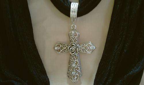 BLACK  Scarf with CROSS