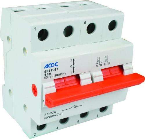 2P 63A DIN CHANGEOVER SWITCH