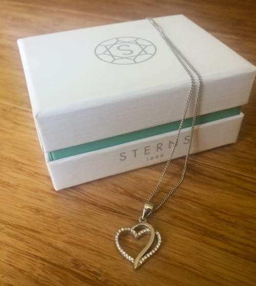 STERNS Silver Necklace with Cubic Zirconia Heart Pendant