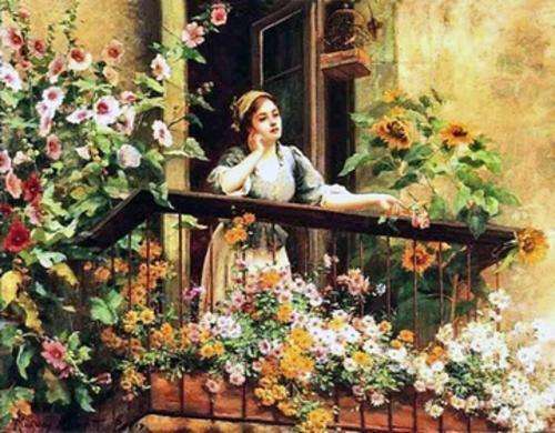 Silk Ribbon Embroidery Prints- Flower Balcony