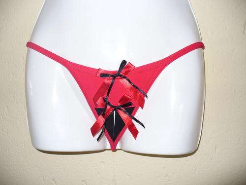 RED AND BLACK BOW Gstring Size S