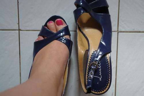 LUELLA NAVY BLUE SLINGBACK STRAPPY SANDAL SIZE 7