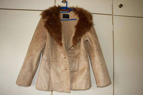 BEIGE FAUX FUR JACKET SIZE 14 FOSCHINI