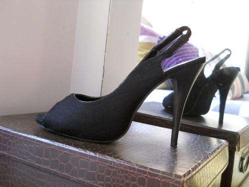 Black Suede Slingbacks - Size 7