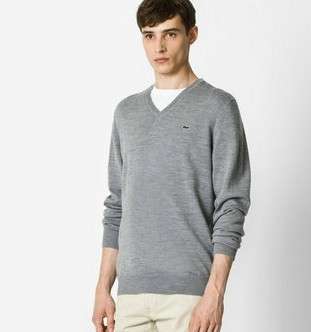 Lacoste - V-Neck - Grey Knit - Size no 6 - Large -