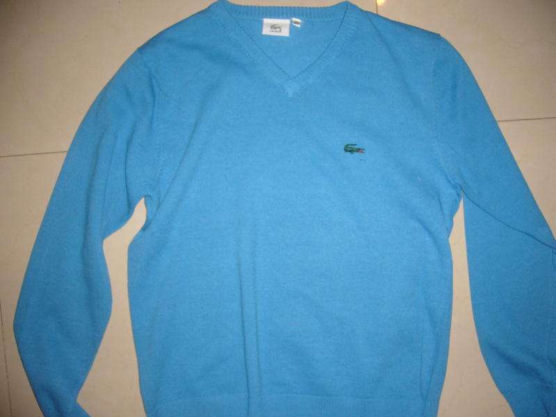 LACOSTE - V NECK - TURQUOISE - SIZE X LARGE KNIT - NEW