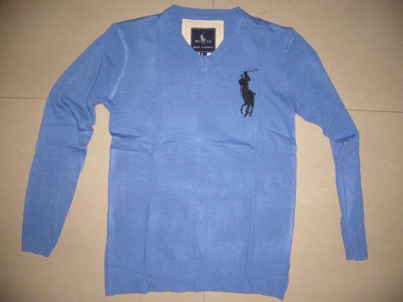 POLO - BLUE V NECK KNIT - JUST IN - NEW - SIZE  LARGE -