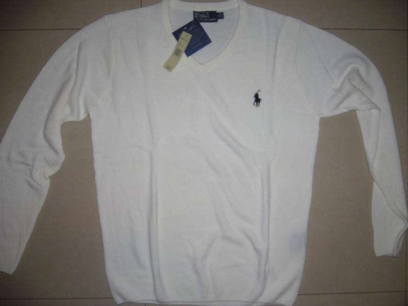 POLO - WHITE - V NECK KNIT - JUST IN - NEW - SIZE LARGE -