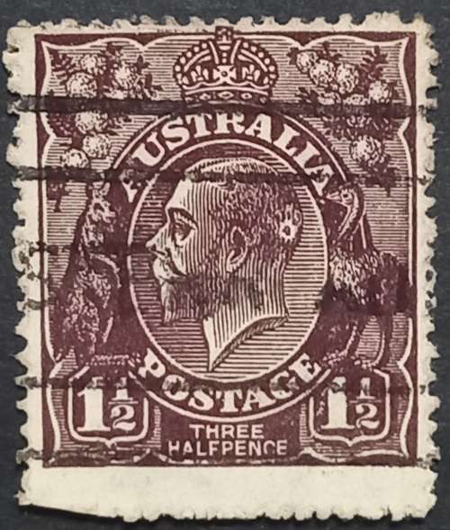 Australia Three Half Pence Bullet Hole Stamp