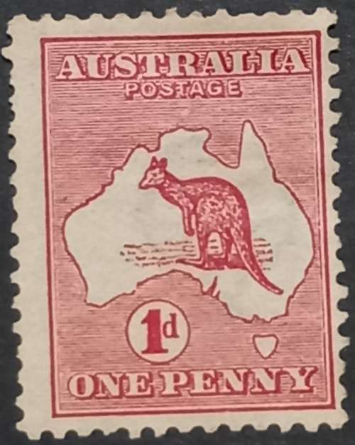Australia One Penny Inverted Watermark Kangaroo Stamp