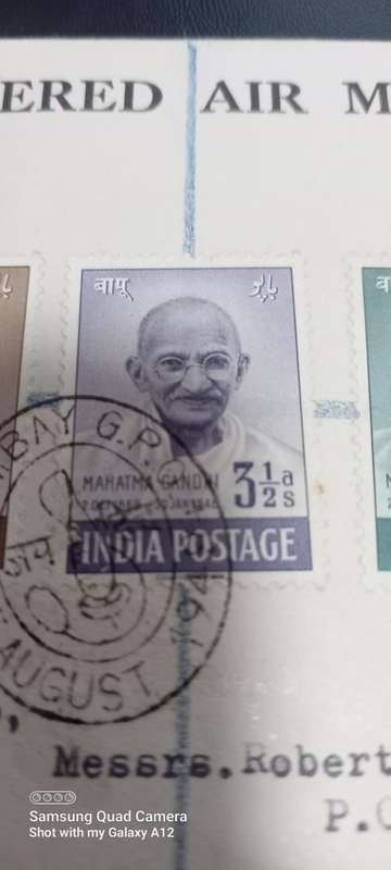 Gandhi First Day Cover (Missing S) 1948 15 August Bombay Rare Air Mail Registered South Africa