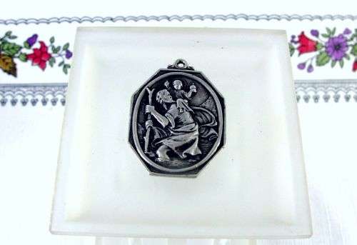 Rear Highly Collectable Candida Silver Pendant St. Christopher. Hallmarked. 1947-51 South Africa