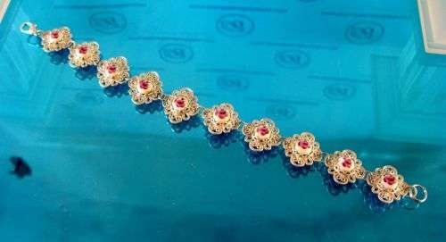 Traditional Russian Enamel "Finift" Tennis Bracelet from Rostov City. Hand Made in Russia.