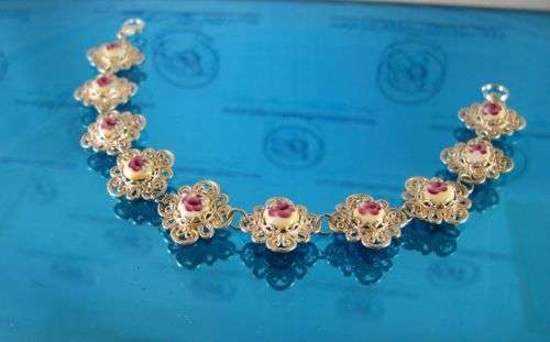 Traditional Russian Enamel "Finift" Tennis Bracelet from Rostov City. Hand Made in Russia.