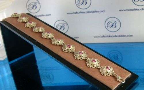 Traditional Russian Enamel "Finift" Tennis Bracelet from Rostov City. Hand Made in Russia.