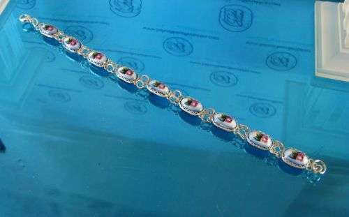 Traditional Russian Enamel "Finift" Tennis Bracelet from Rostov City. Hand Made in Russia.