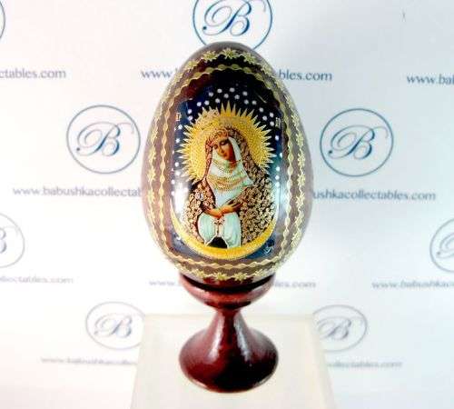 Traditional Russian Faberge Style EASTER Egg with Icon of Mother Mary.