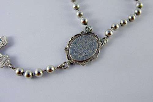Vintage Chunky Russian Sterling Silver Rosary with Antique Crucifix. Hallmarked 84.
