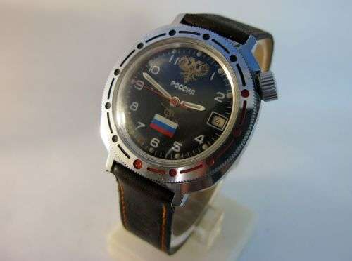 Original Russian Watch "Vostok" "Komandirskie" by USSR Military Factory. Black Dial.1990-s.