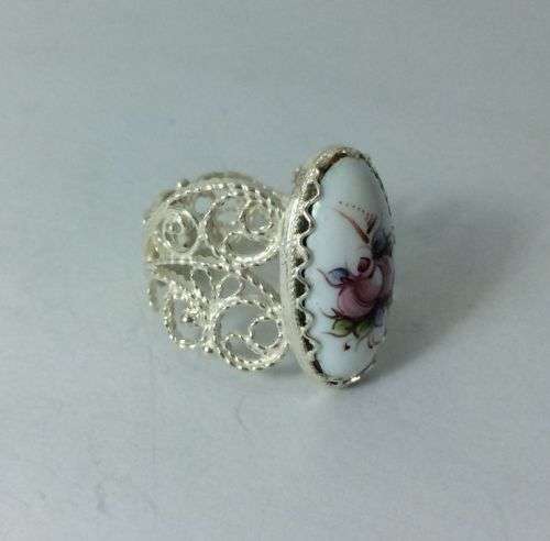 Traditional Russian Enamel "Finift" Ring Rostov City. Hand Made in Russia.