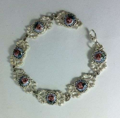 Traditional Russian Enamel "Finift" Bracelet  Rostov City. Hand Made in Russia.