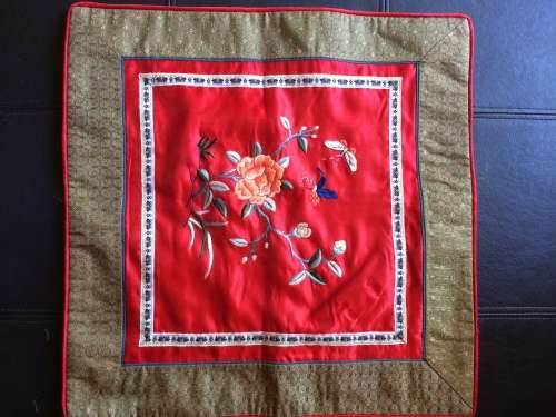 Vintage 100% silk Chinees embroyed pillow case