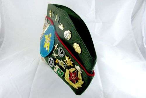 Original Russian Army Officers Side Cap "Pilotka" with Set of Collectible Badges Mint Condition