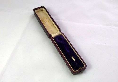 ANTIQUE LEATHER SILK & VELVET STICK PIN JEWELLERY JEWELRY BOX