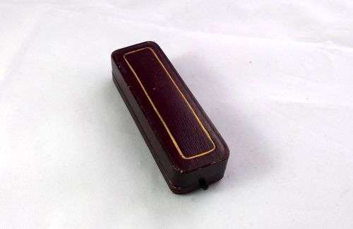 ANTIQUE LEATHER SILK & VELVET STICK PIN JEWELLERY JEWELRY BOX