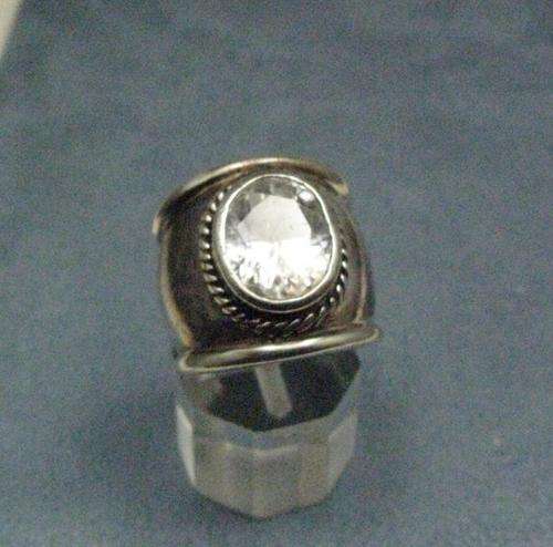 Big Crystal 925 Silver Ring oxidised