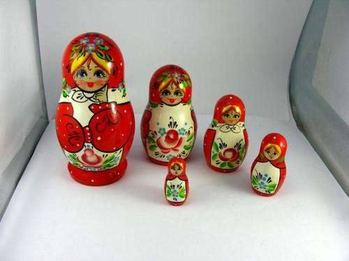 Traditional Russian Doll "Matryoshka" set of 5, Hand made in Russia