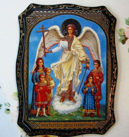 Traditional Russian Icon of Guardian Angel