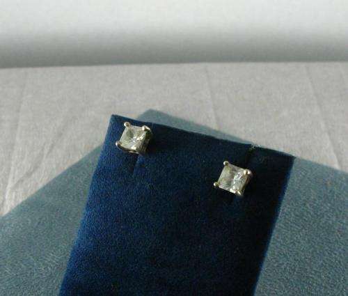 Vintage 925 Silver Studs Earrings with Crystals